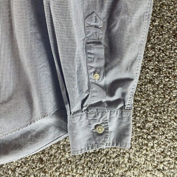 J. Crew Dress Shirt Mens 15.5-36 White Blue Check Pattern Pocket Front Preppy - Picture 4 of 10